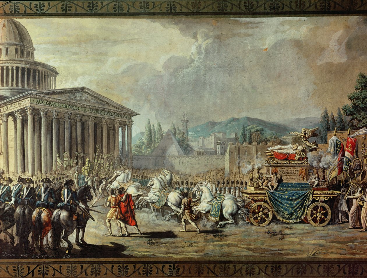 The Translation of the Mortal Remains of Voltaire to the Pantheon in Paris on 10th July 1791 (detail) by Louis Jean François Lagrenée