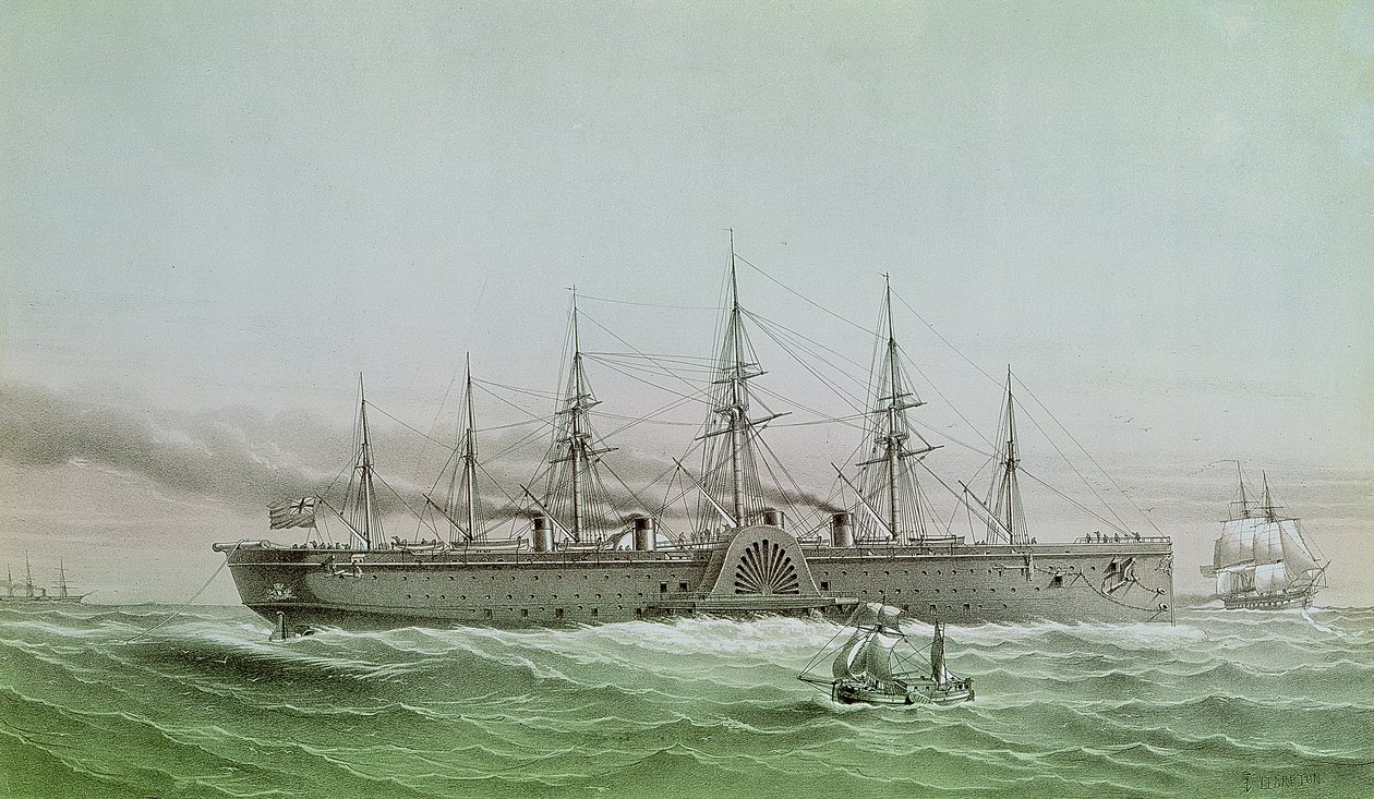 The Great Eastern Laying Electrical Cable between Europe and America, 1858 by Louis Le Breton
