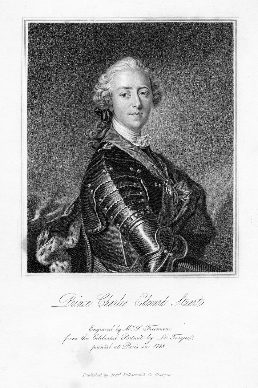 Prince Charles Edward Stuart, print made by S. Freeman by Louis Tocqué