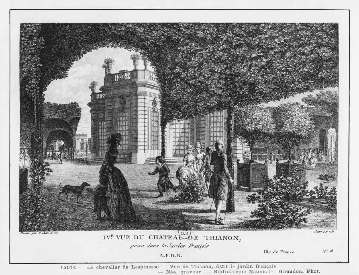 Fourth view of Trianon, taken in the French garden, engraved by Francois Denis Nee by Louis Nicolas de Lespinasse