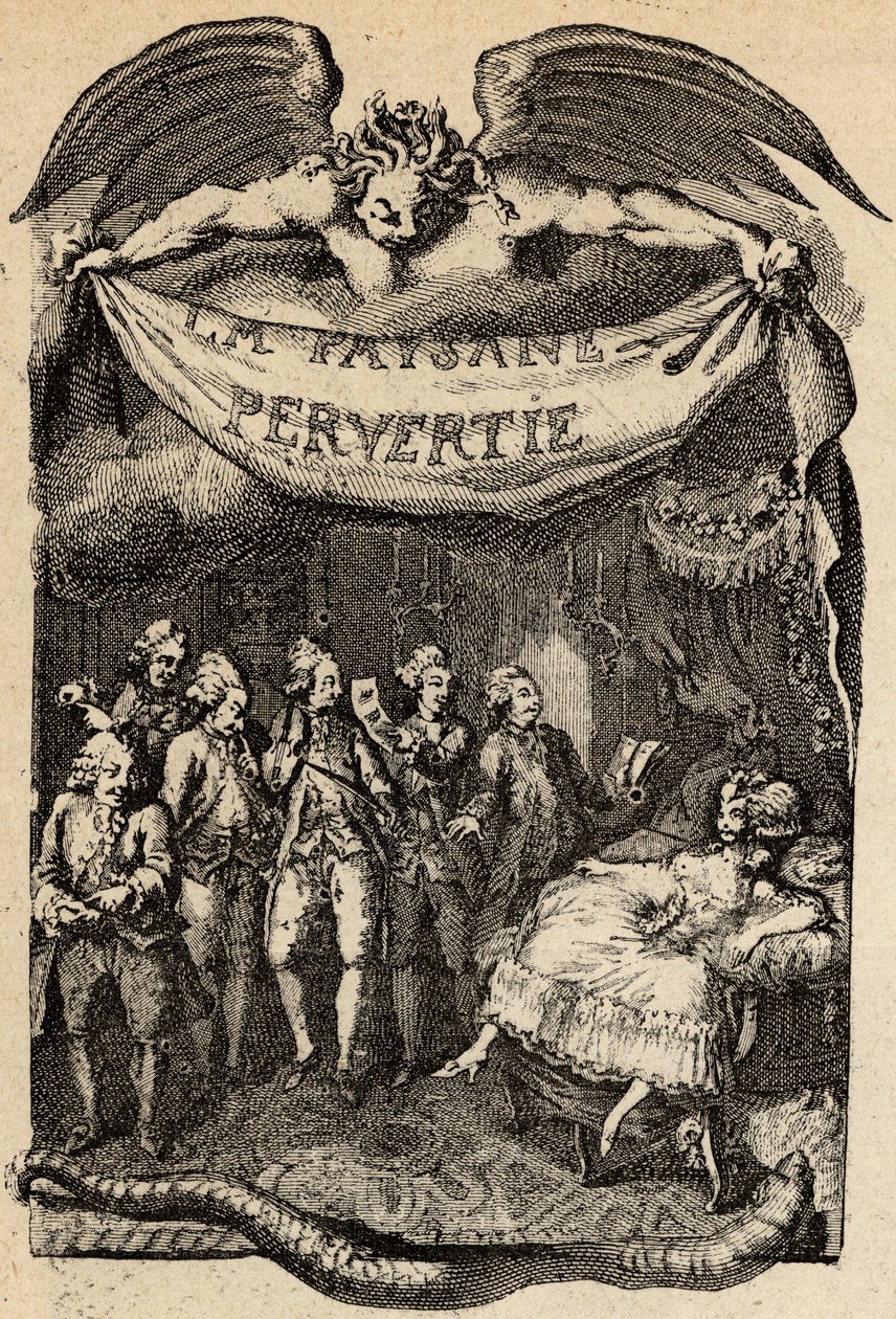 Illustration for La Paysanne pervertie ou les Dangers de la ville by Restif de La Bretonne (1734-1806) French writer. Engraving by Binet of the 18th century. by Louis (after) Binet