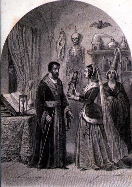 A Client Visits a Sorcerer, engraved by Philibert Langlois (fl.c.1834-9) by Louis (after) Marckl