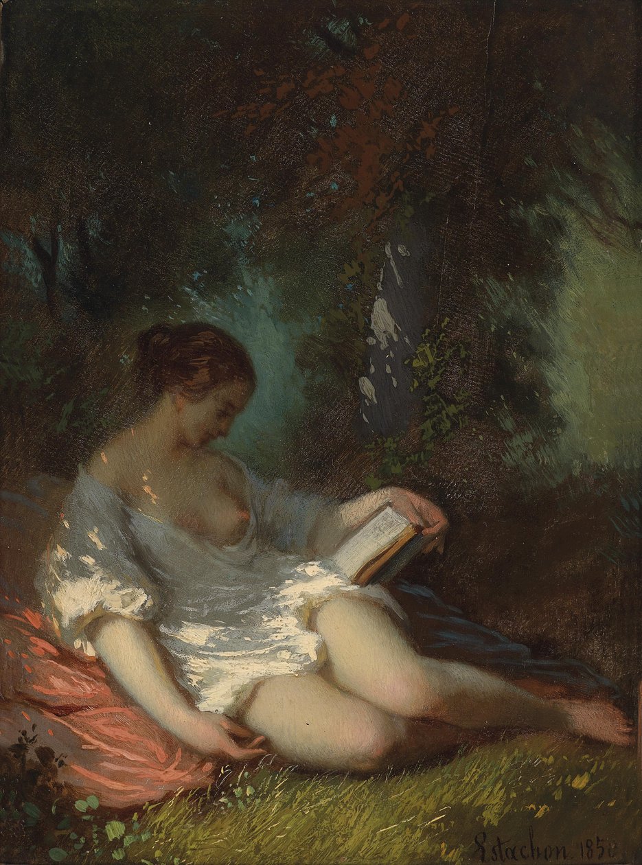 Reader in a Park Landscape by Louis Antoine Estachon