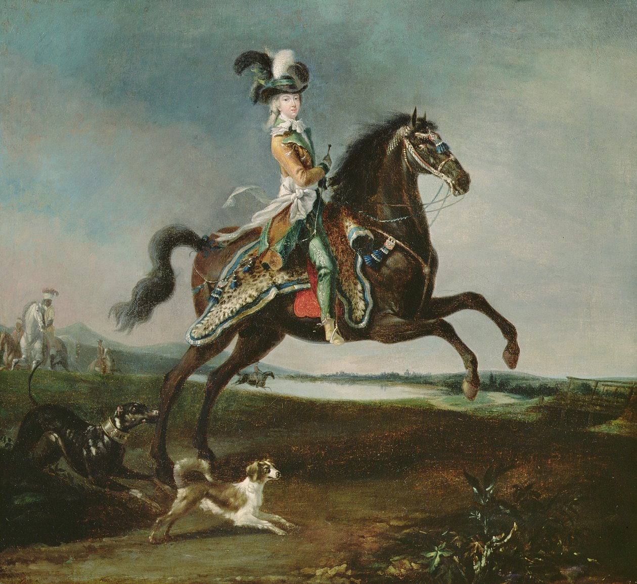 Equestrian Portrait of Marie-Antoinette in Hunting Attire, 1783 by Louis Auguste Brun or Brun de Versoix