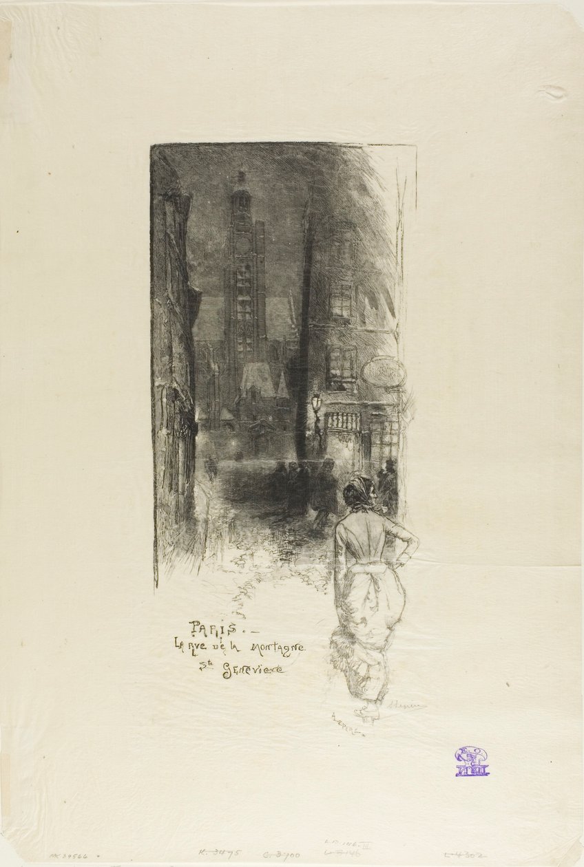 Paris: the Rue de la Montagne-Ste-Geneviève by Louis Auguste Lepère