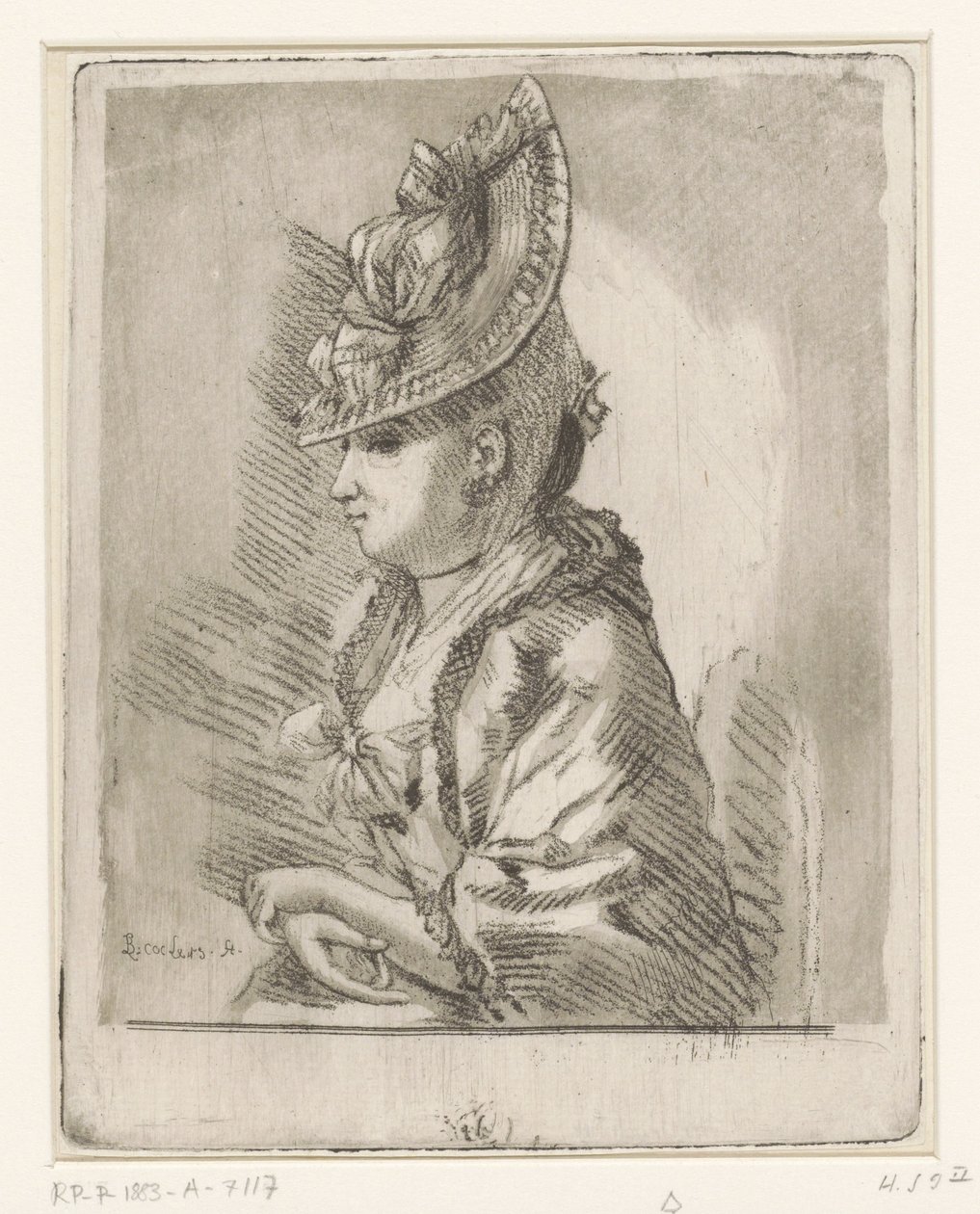 Portrait of a Young Lady with Hat in Profile to the Left by Louis Bernard Coclers