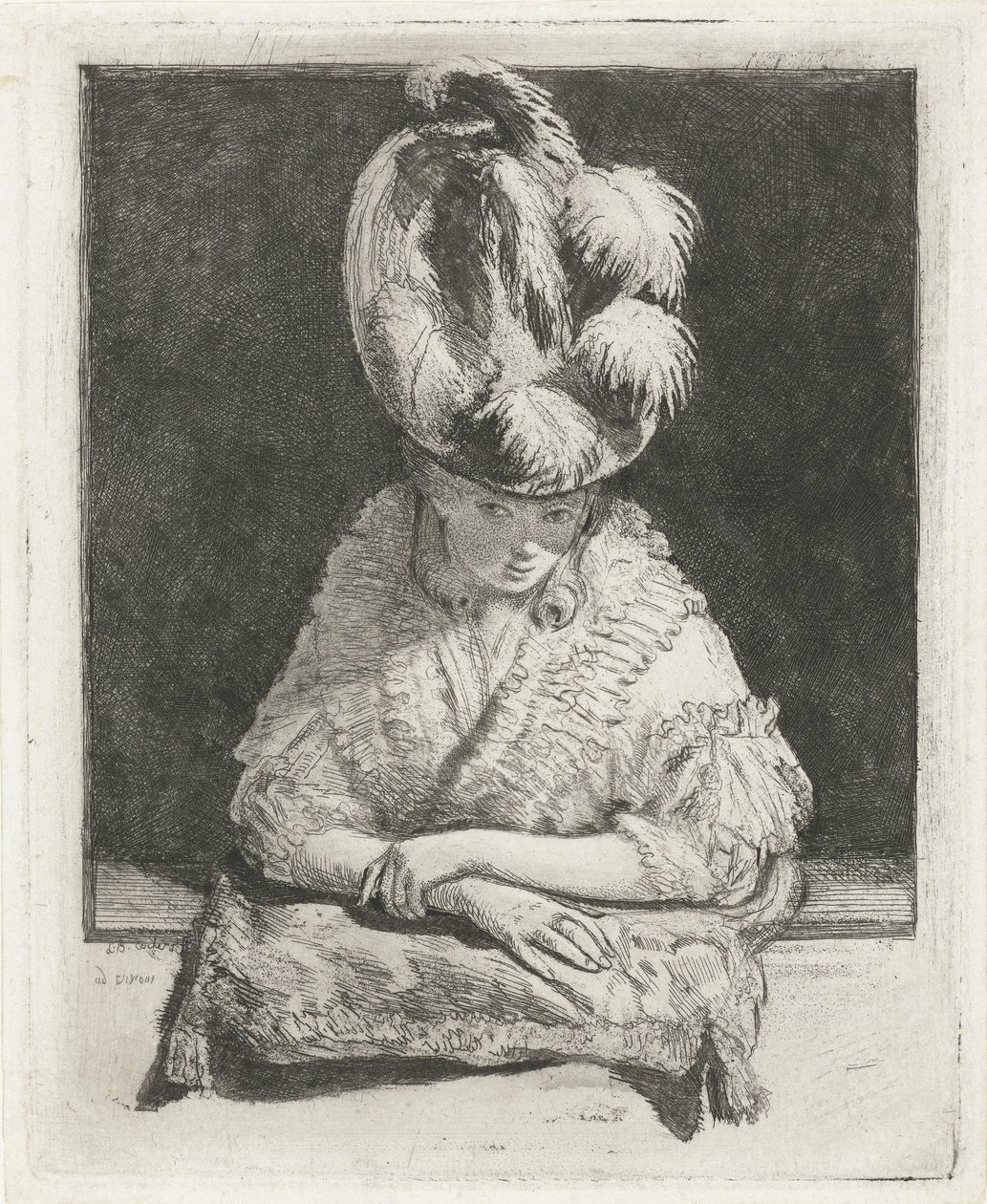Portrait of a Young Woman with Hat Looking Out the Window by Louis Bernard Coclers