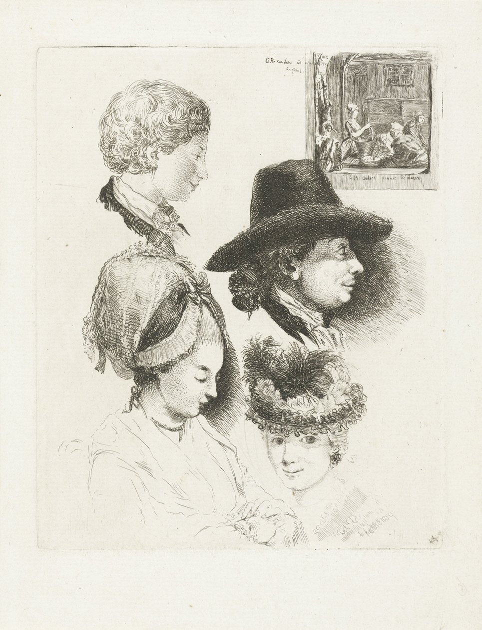 Study Sheet with Portraits of Louis Bernard Coclers and His Family by Louis Bernard Coclers