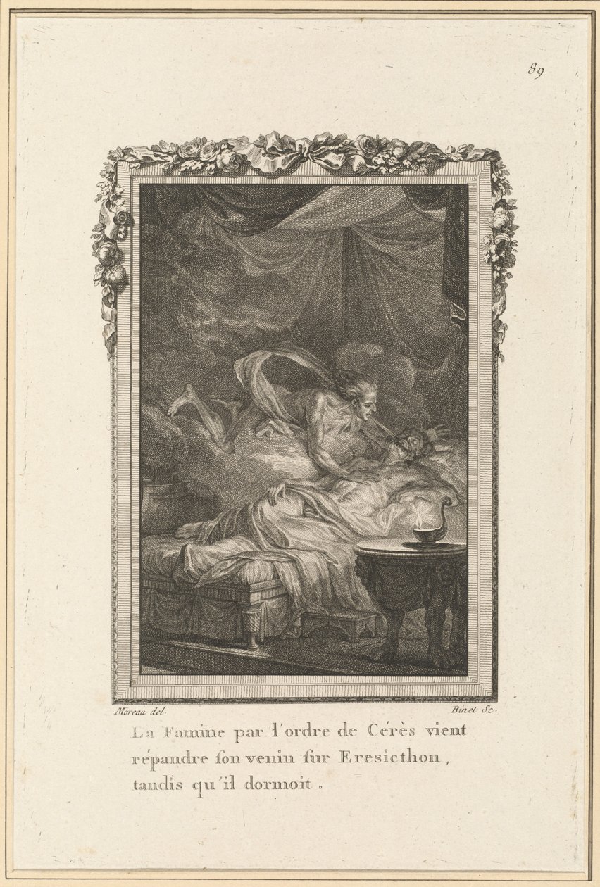 Famine by the Order of Ceres Spreads Its Venom on Eresicthon While He Sleeps by Louis Binet after Jean Michel Moreau