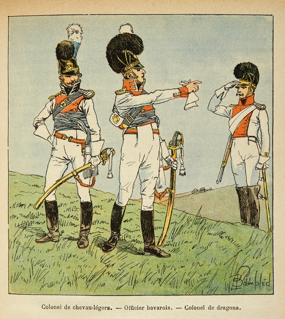 Bavarian Military: Colonel of Light Horses; Bavarian Officer; Colonel of Dragons by Louis Charles Bombled