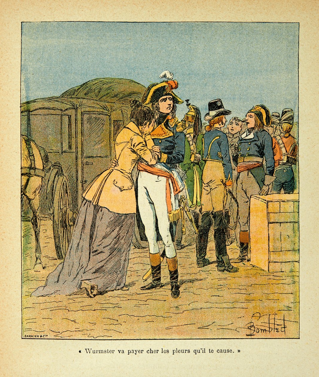 Bonaparte comforts Josephine after the attack on his car during the Italian campaign by Louis Charles Bombled