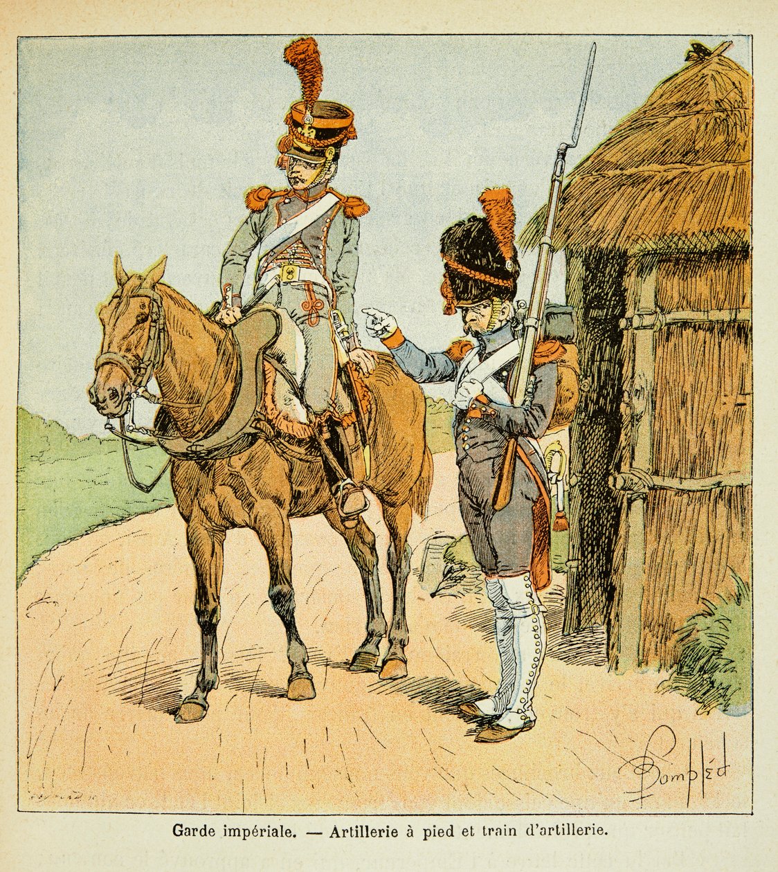 Illustration from the book The Memorial of Saint Helene by Count Emmanuel de Las Cases: The Imperial Guard: Artillery on foot and Artillery Train by Louis Charles Bombled