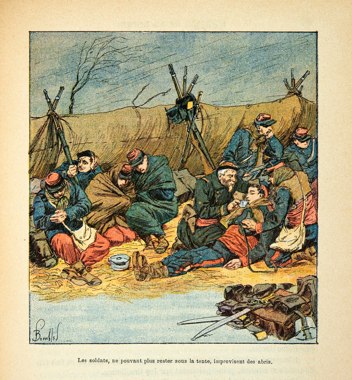 French soldiers during the retreat in the middle of winter 1870 (L