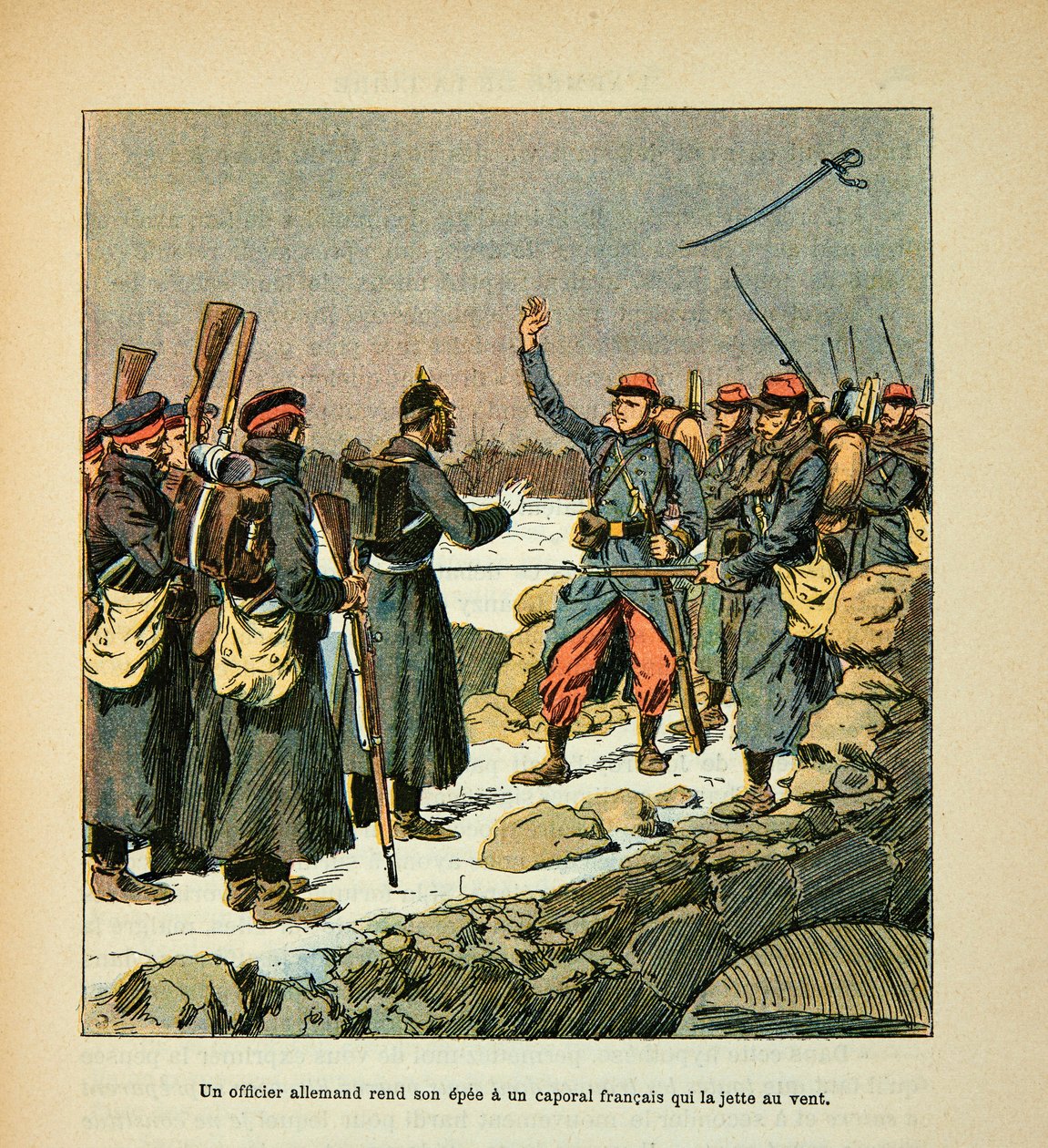 The Army of the Loire: A German Officer Gives His Sword to a French Corporal Who Throws It to the Wind by Louis Charles Bombled