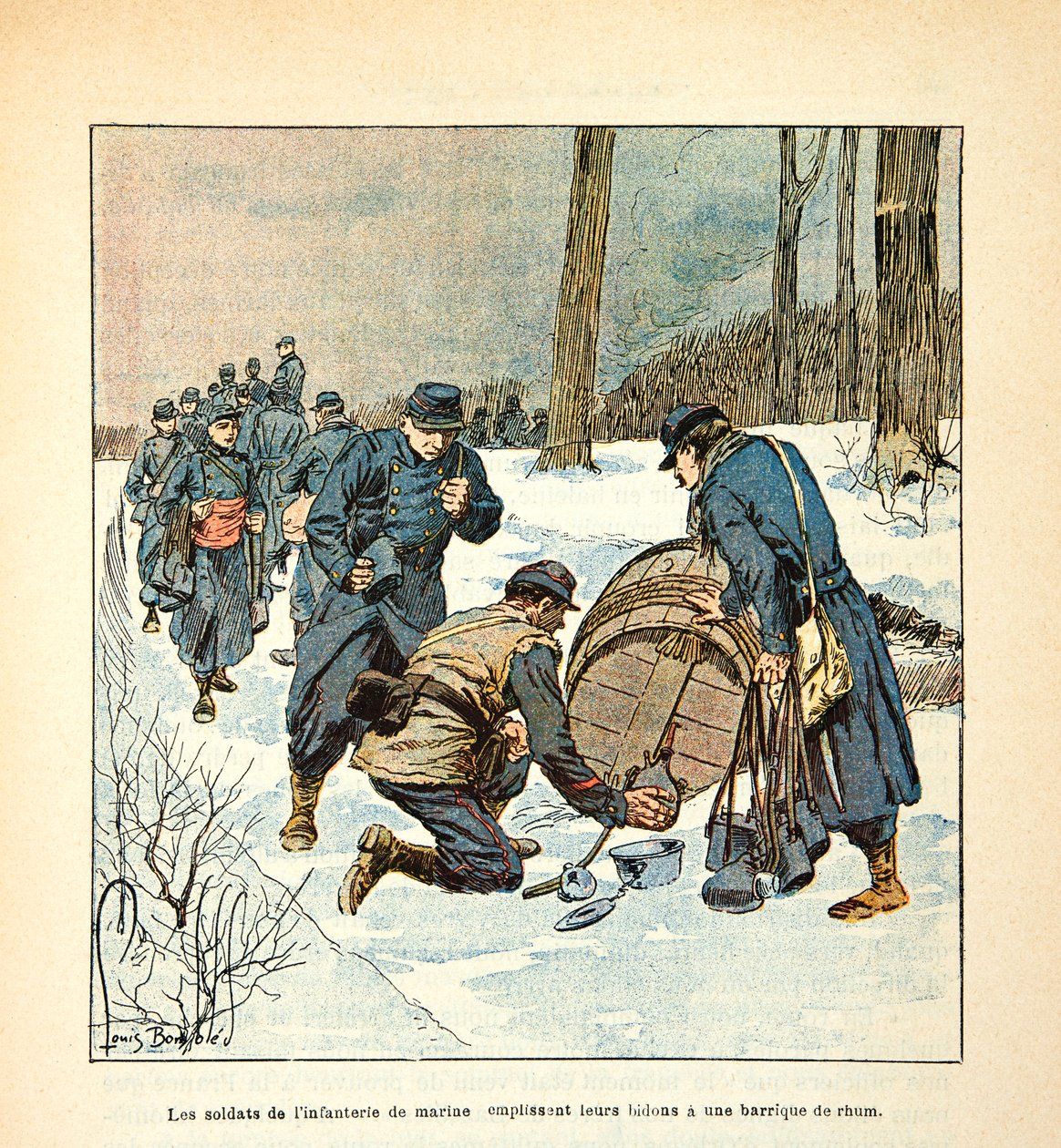The Army of the Loire: The Soldiers of the Naval Infantry Fill Their Cans with a Barrel of Rum by Louis Charles Bombled
