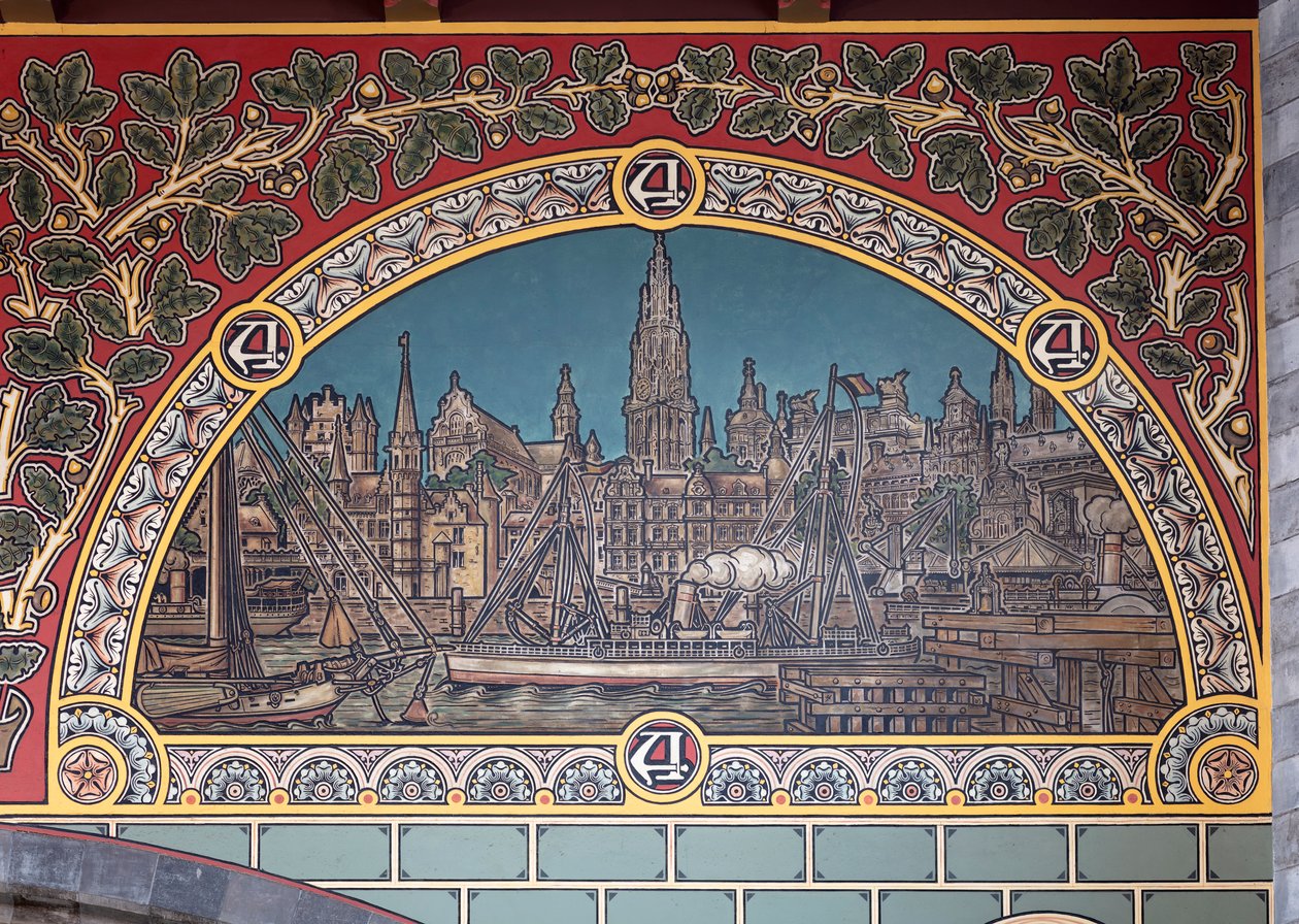 Railway Station Building (Sint-Pietersstation). Interior. 1912. The Entrance Hall by Louis Cloquet