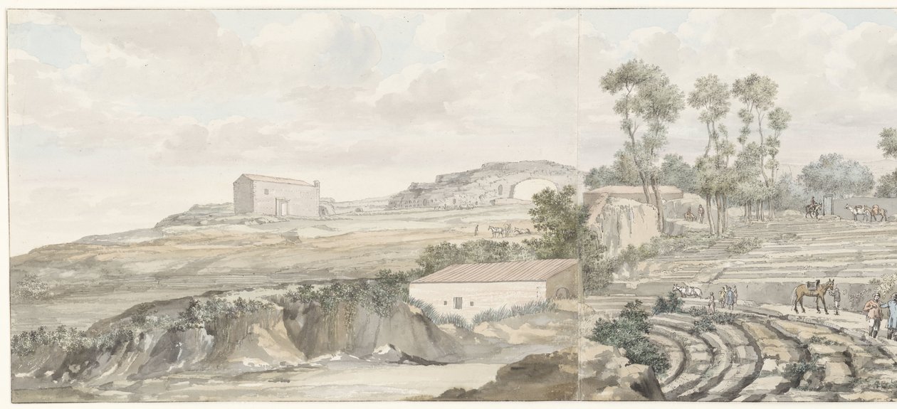 Interior with Theater Stairs in Syracuse (Voyage in Italy, Sicily, and Malta - 1778) by Louis Ducros