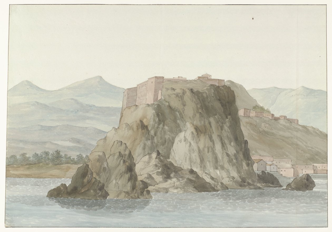 Rock and City of Scilla in the Calabria Region Seen from the Sea on the North Side by Louis Ducros