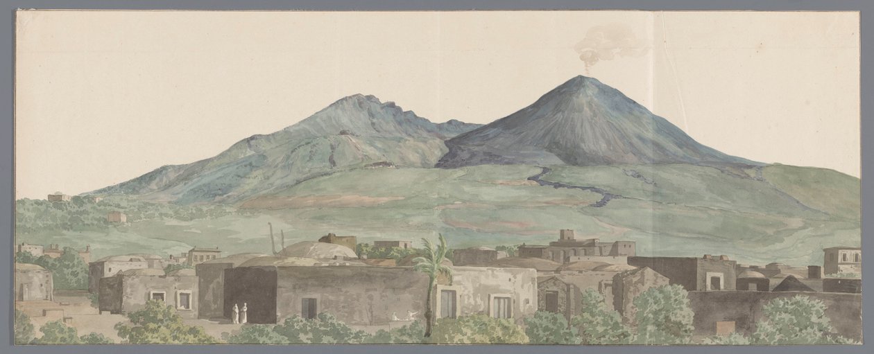 Vesuvius Seen from Portici with Lava Flows from 1777, 1771, and 1731 by Louis Ducros