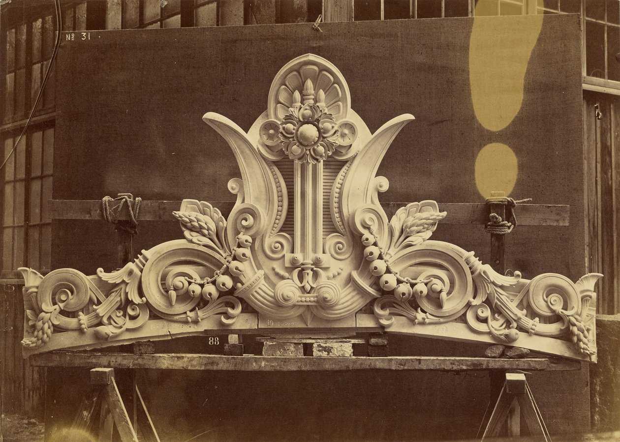 Amortization of the Pavilion Pediments. Main Facade. by Louis-Emile Durandelle