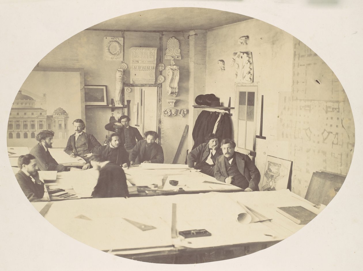 Charles Garnier in the Drafting Room While Designing the New Paris Opera by Louis Emile Durandelle
