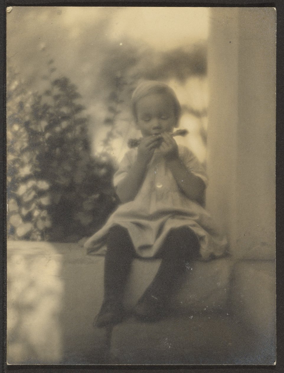 Little Girl on Front Steps by Louis Fleckenstein