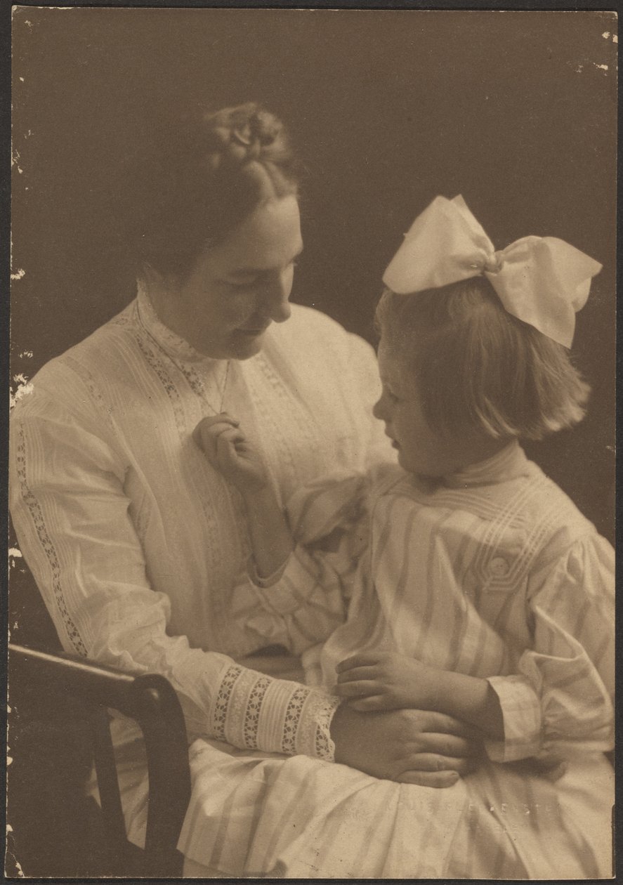 Portrait of Mother and Child with Big Bow by Louis Fleckenstein