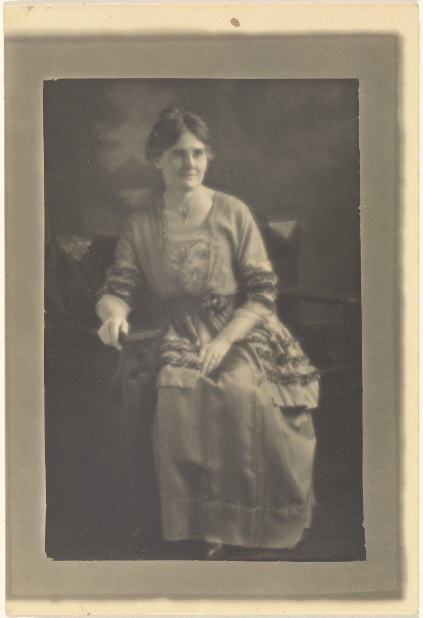 Portrait of a Seated Woman in Dress with Ribbon Accents by Louis Fleckenstein