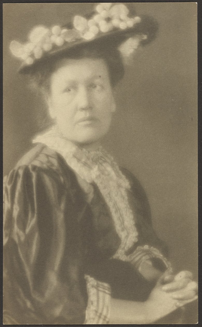 Portrait of a Woman in Hat with Dogwood Flowers by Louis Fleckenstein