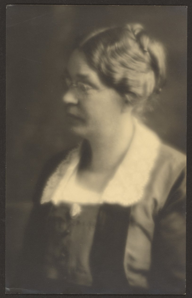Portrait of a Woman with Open Book (cropped) by Louis Fleckenstein
