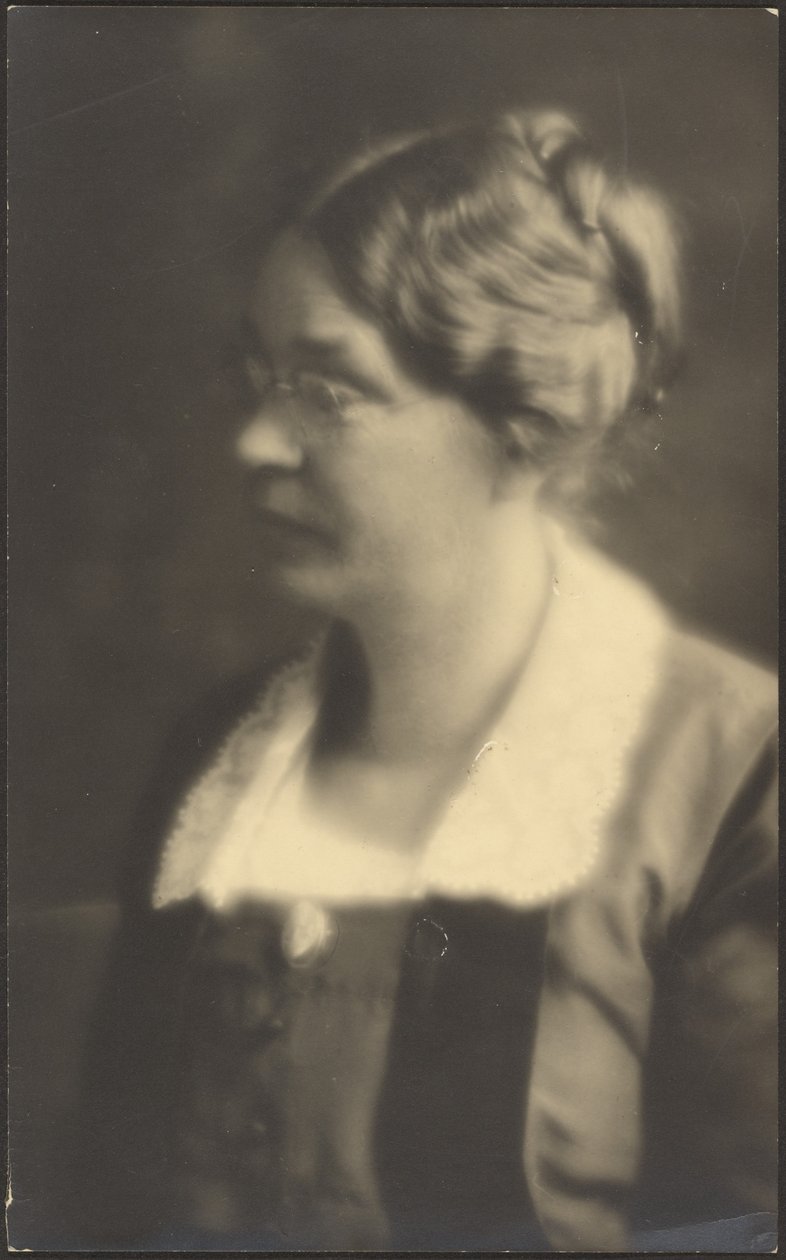 Portrait of a Woman with Open Book (cropped) by Louis Fleckenstein