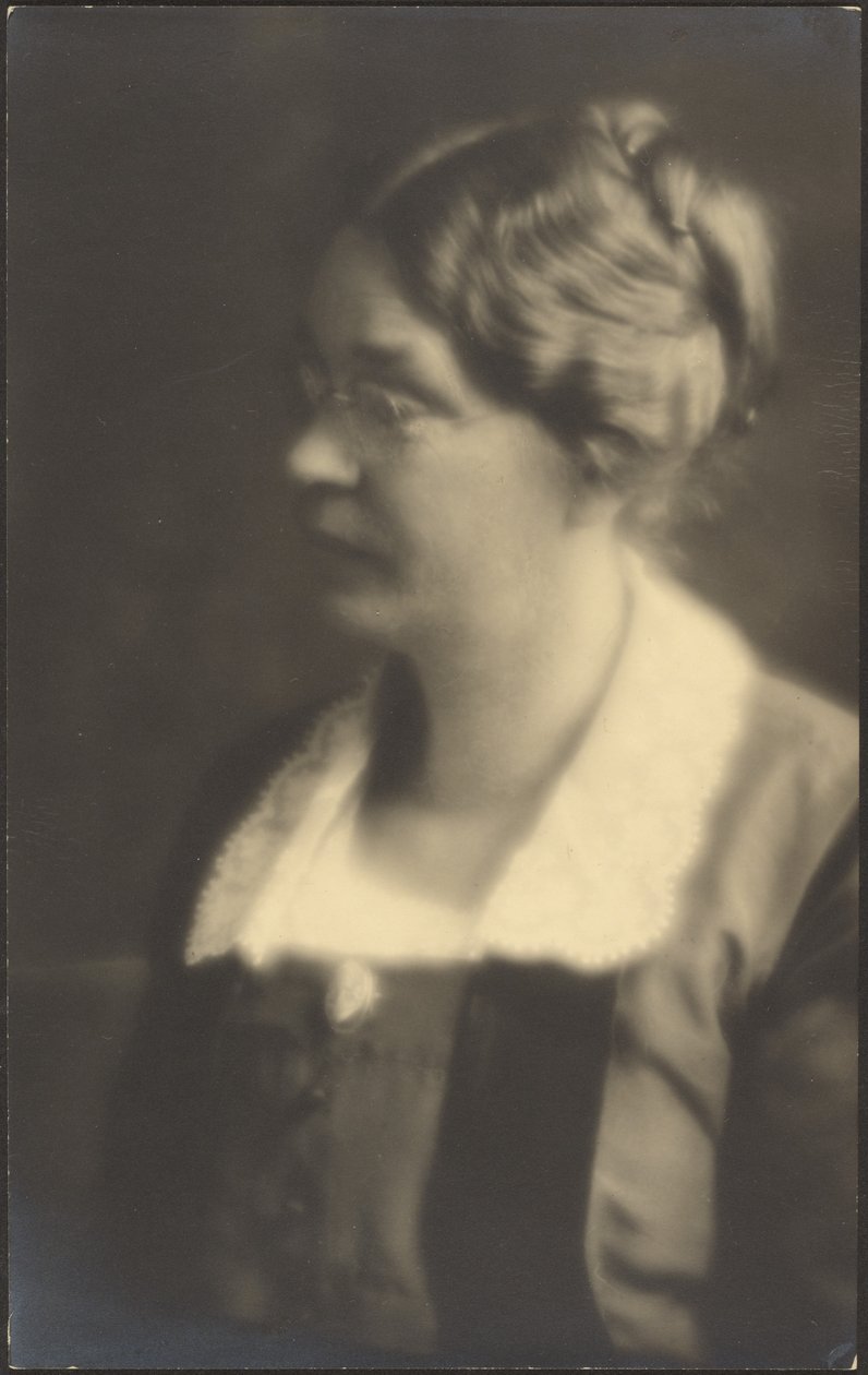 Portrait of a Woman with Open Book (cropped) by Louis Fleckenstein