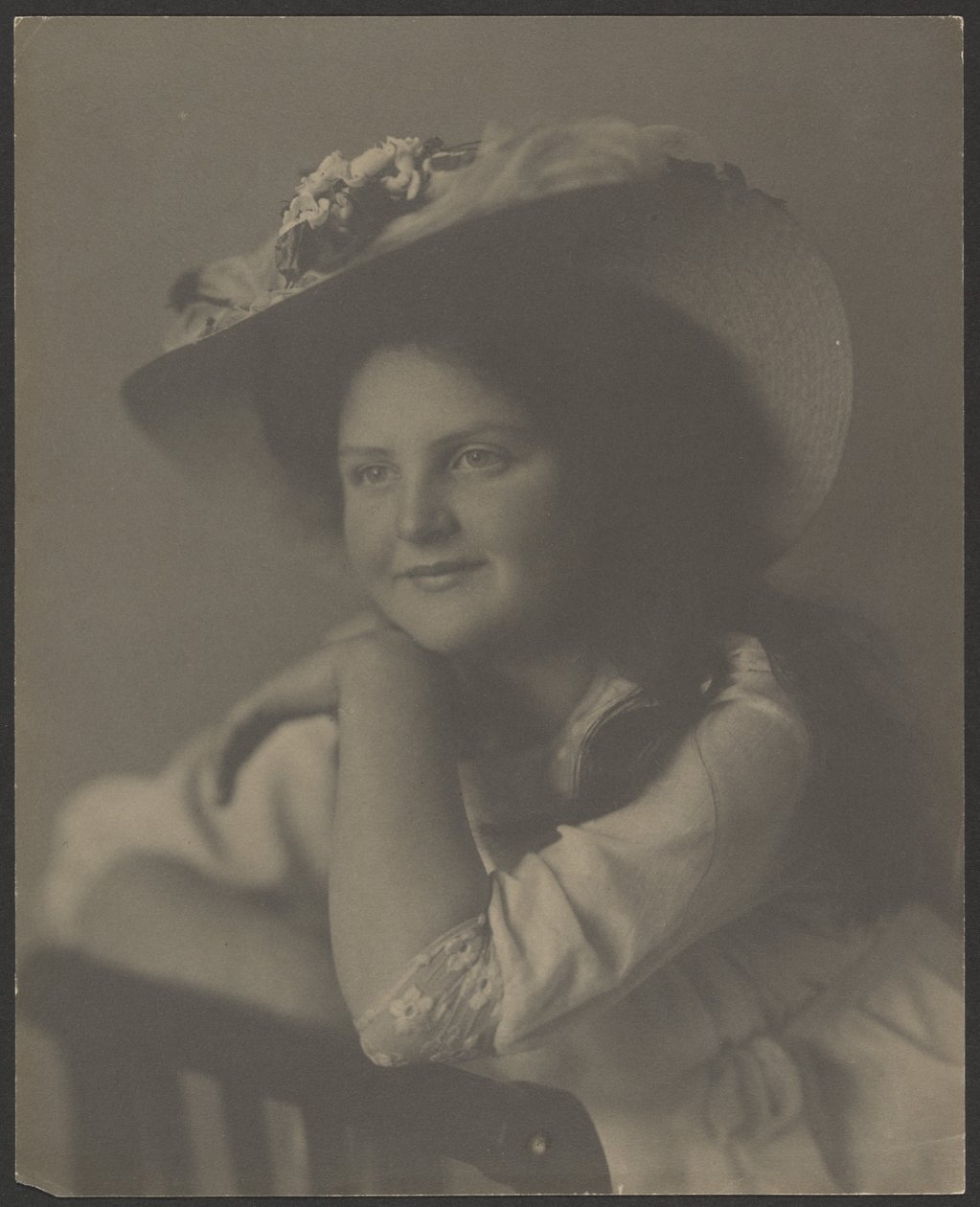 Portrait of a Young Woman Leaning on Chair by Louis Fleckenstein