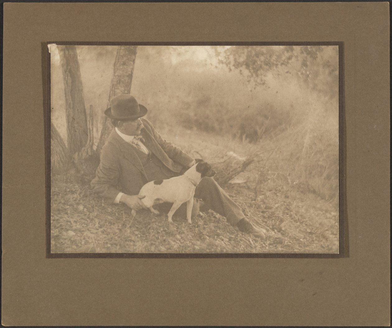 Self-Portrait with Dog by Louis Fleckenstein
