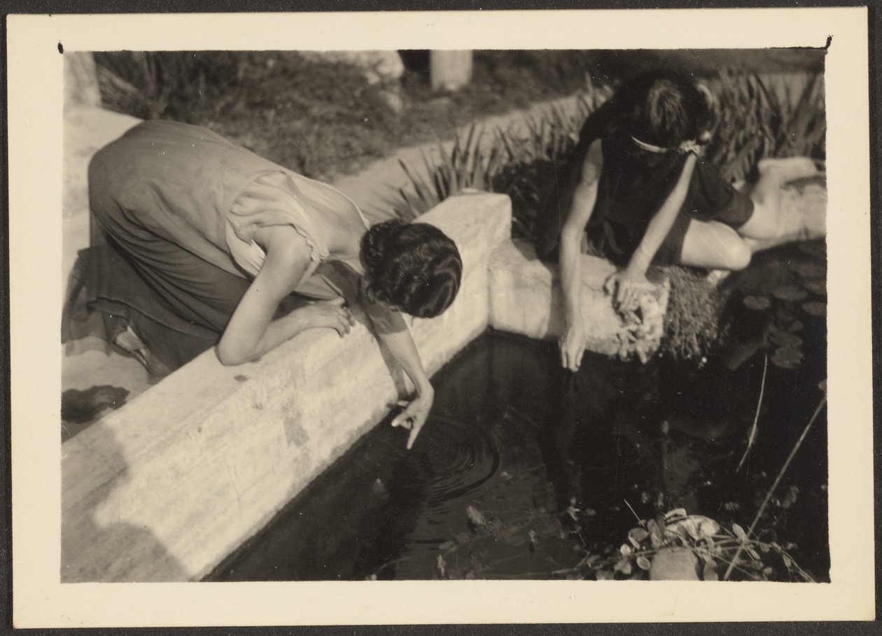 Woman by Garden Pond by Louis Fleckenstein
