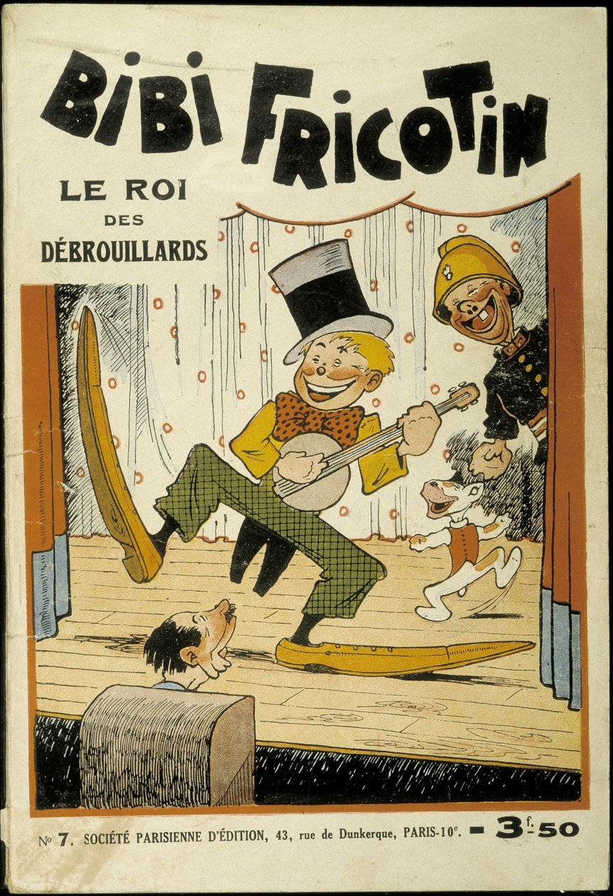 Bibi Fricotin, the King of Hustlers (Playing Banjo on Stage) - Cover of No. 7. By Louis Forton by Louis Forton