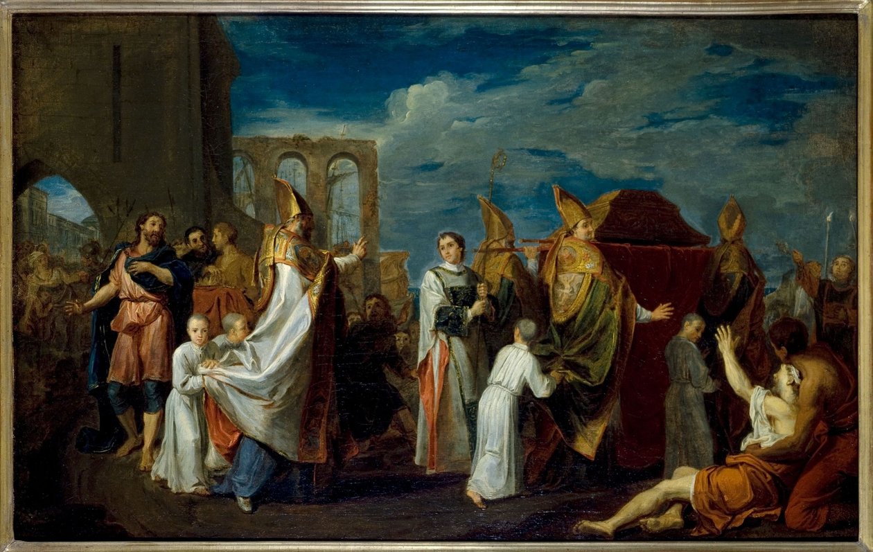 The translation of the relics of Saint Augustine, sketch for the painting in the refectory of the Petits-Pères convent (Notre-Dame-des-Victoires church), present-day 2nd arrondissement by Louis Galloche