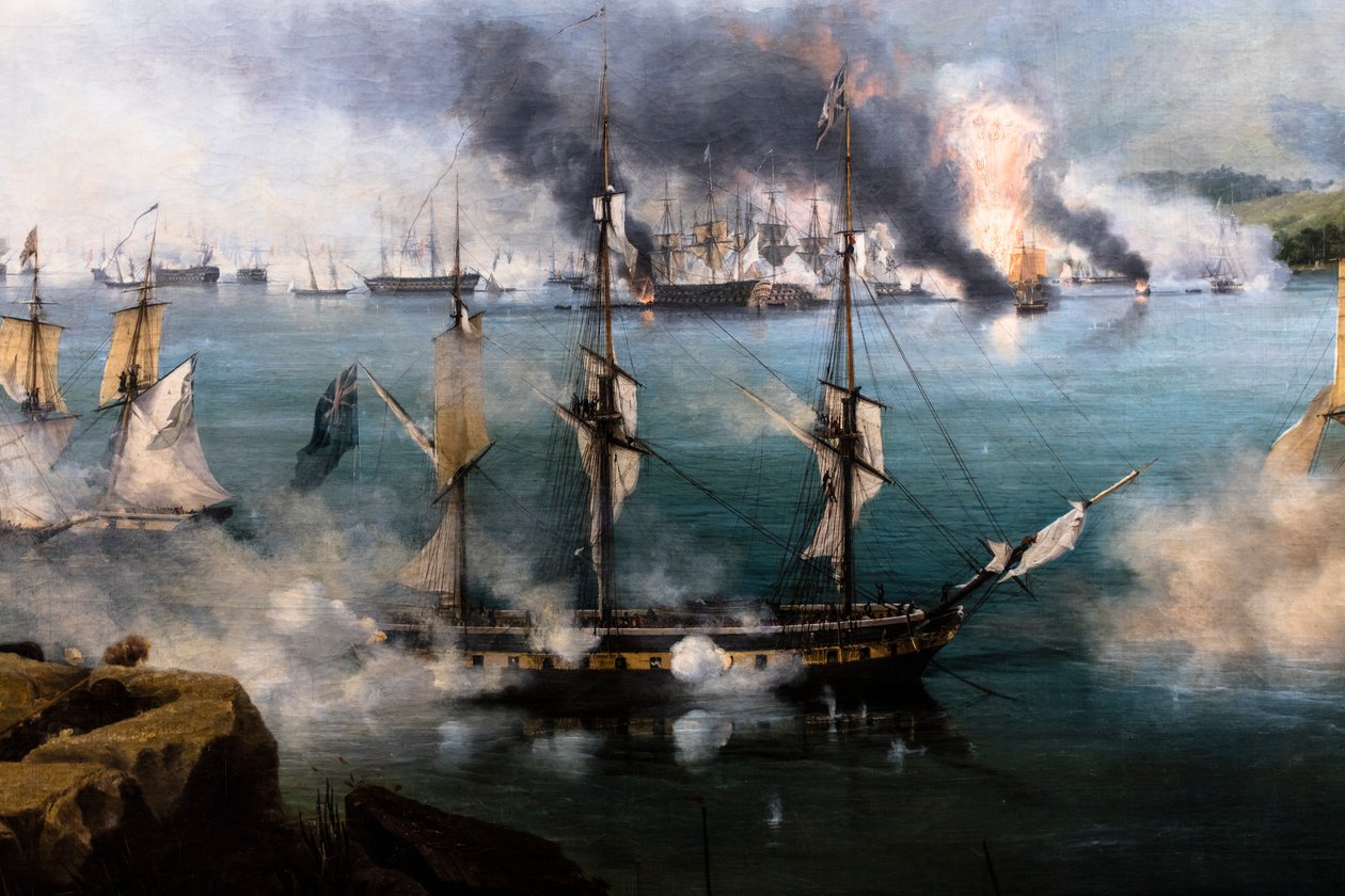 The Battle of Navarino; View from the Southern Tip of the Island of Sphacteria by Louis Garneray