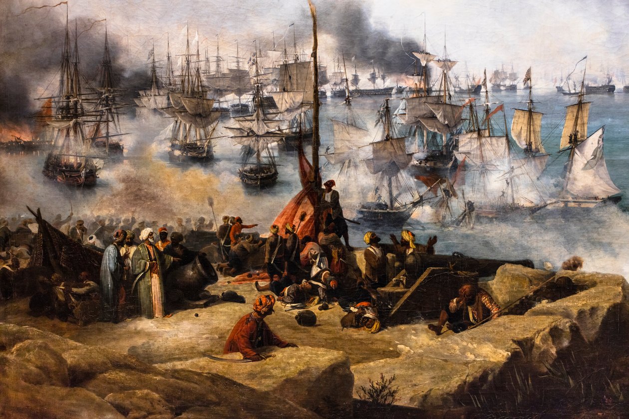 The Battle of Navarino; View from the Southern Tip of the Island of Sphacteria by Louis Garneray