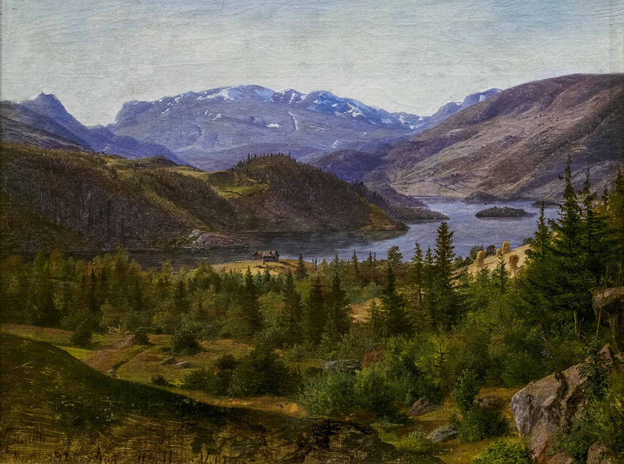 View of Slidre Fjord by Louis Gurlitt