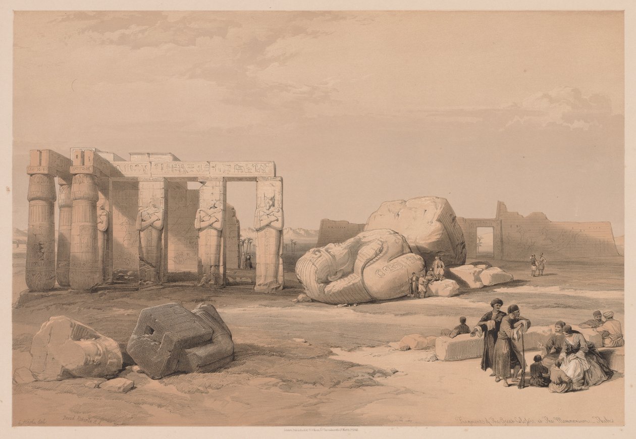 Egypt and Nubia: Volume II - No. 4, Fragments of the Great Colossi, at the Memnonium, 1838 by Louis Haghe