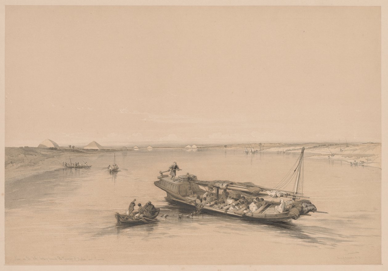 Egypt and Nubia: Volume I - No. 4, Slave Boats on the Nile, View Looking Towards... by Louis Haghe