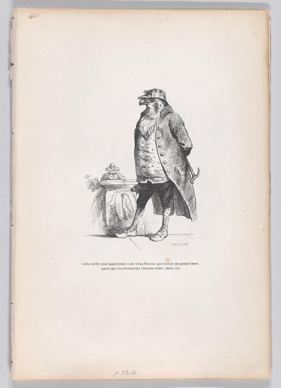 This old court apparently has an old falcon... from Scenes from the Private and Public Life by Louis Henri Brévière