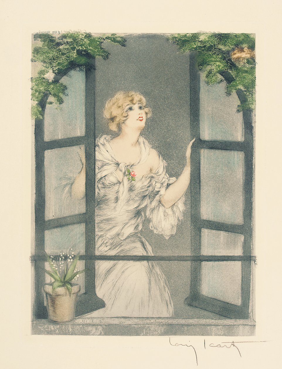 The Four Seasons: Spring, c.1928 (hand-coloured drypoint & aquatint) by Louis Icart