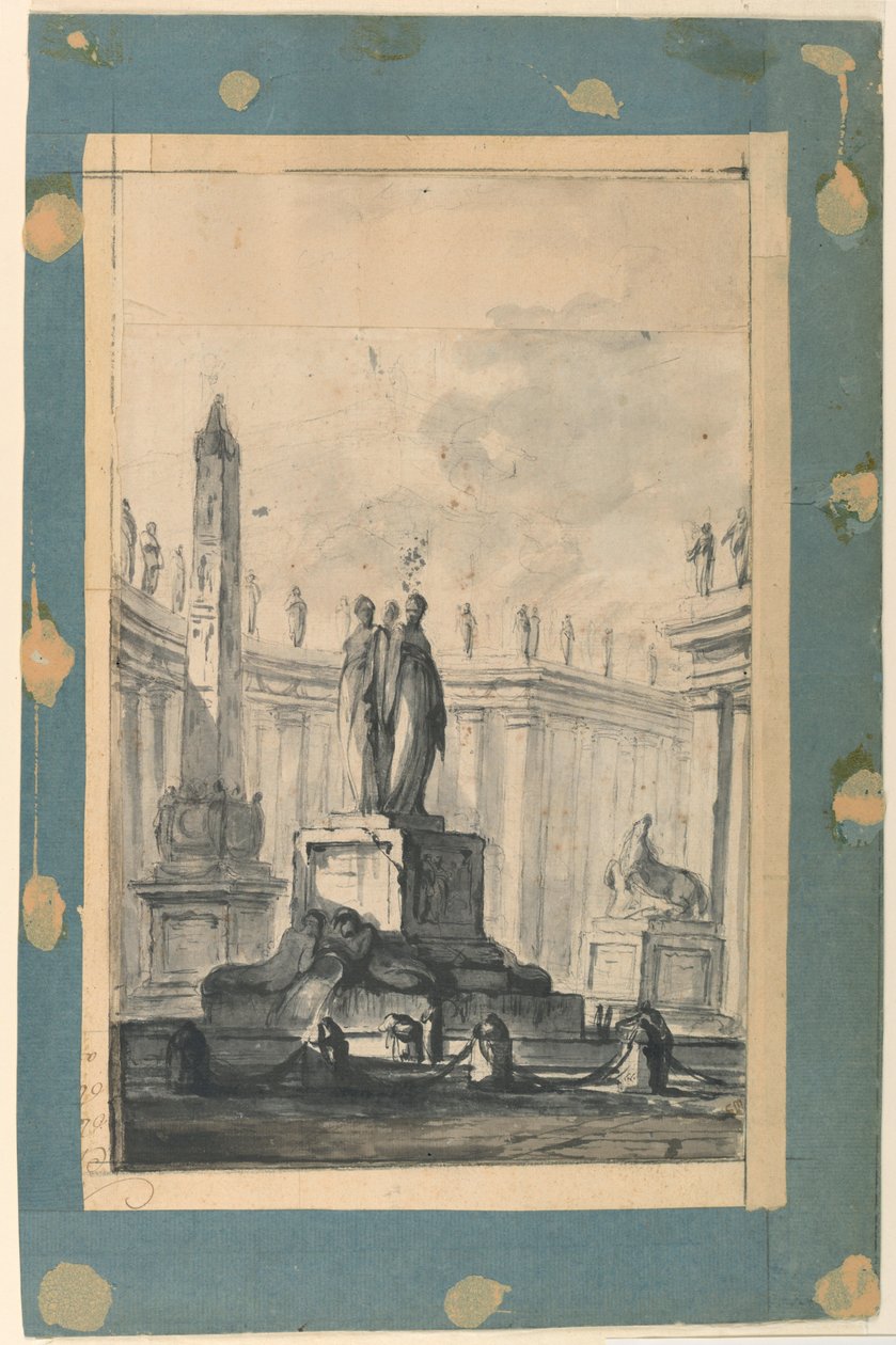 Architectural Fantasy with Fountain and Obelisk, ca. 1745 by Louis-Joseph Le Lorrain