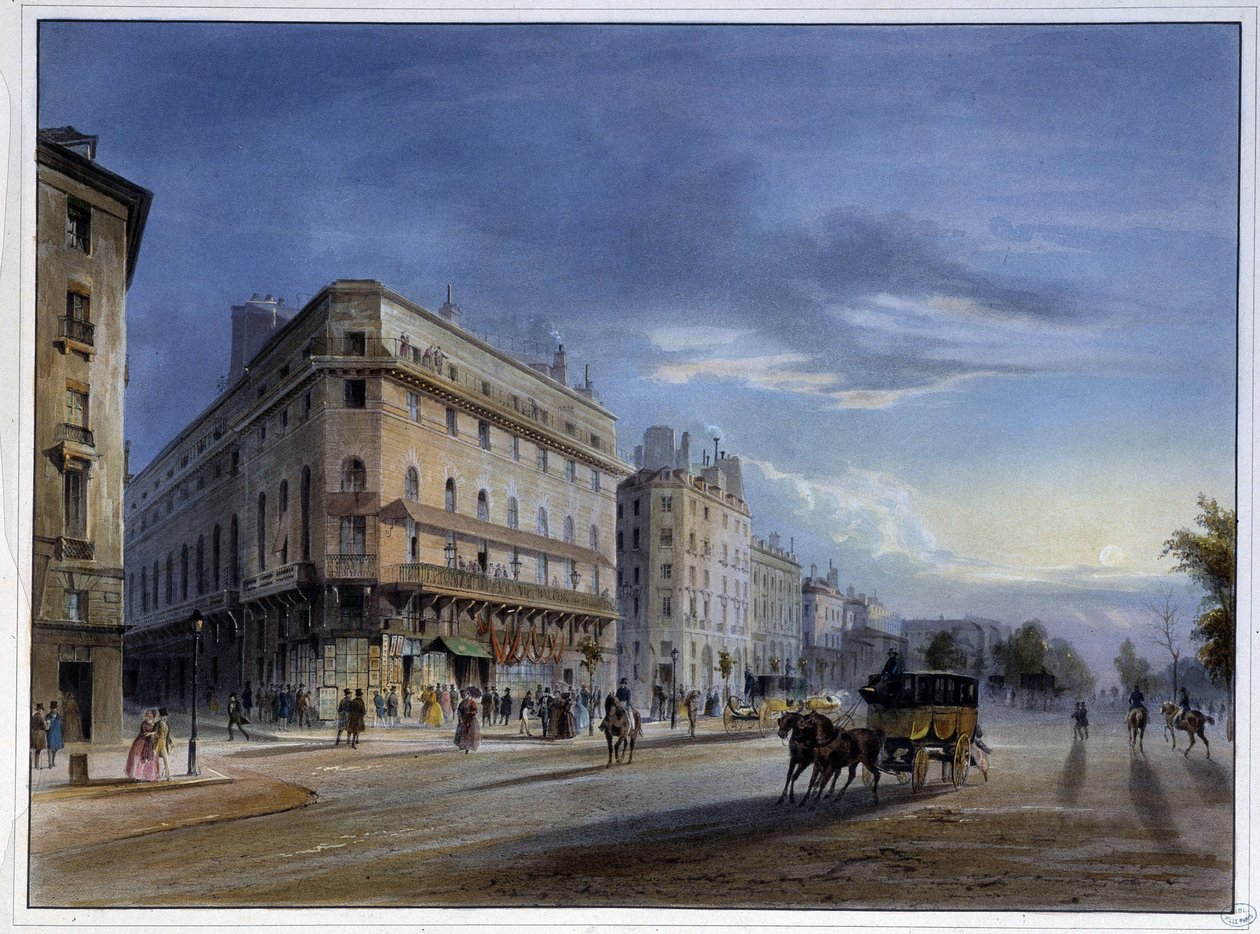 Boulevard des Italiens - in Paris en 1837 by Arnout by Louis Jules Arnout