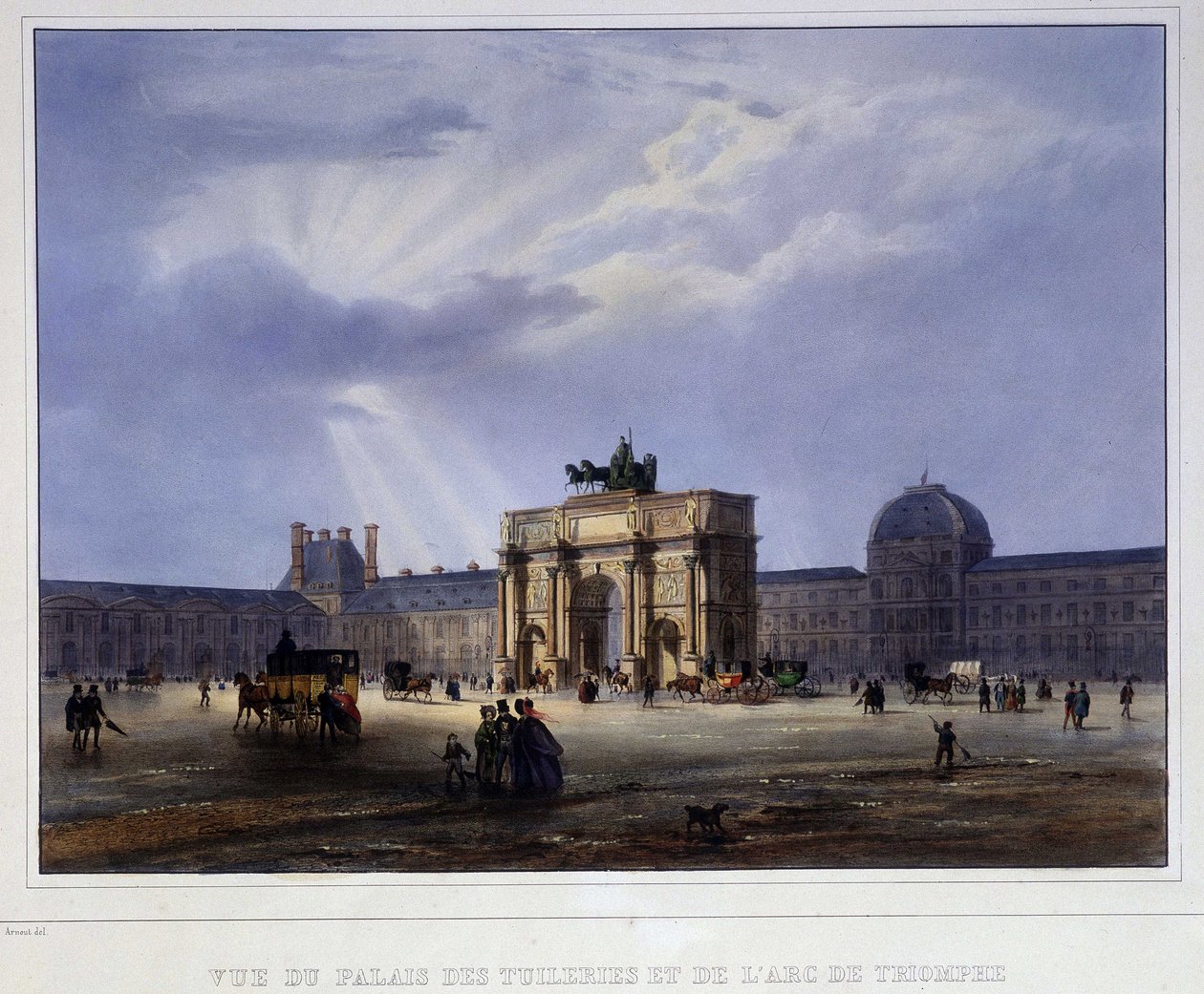 View of the Palais des Tuileries and the Carousel - in “Paris en 1837” by Arnout by Louis Jules Arnout