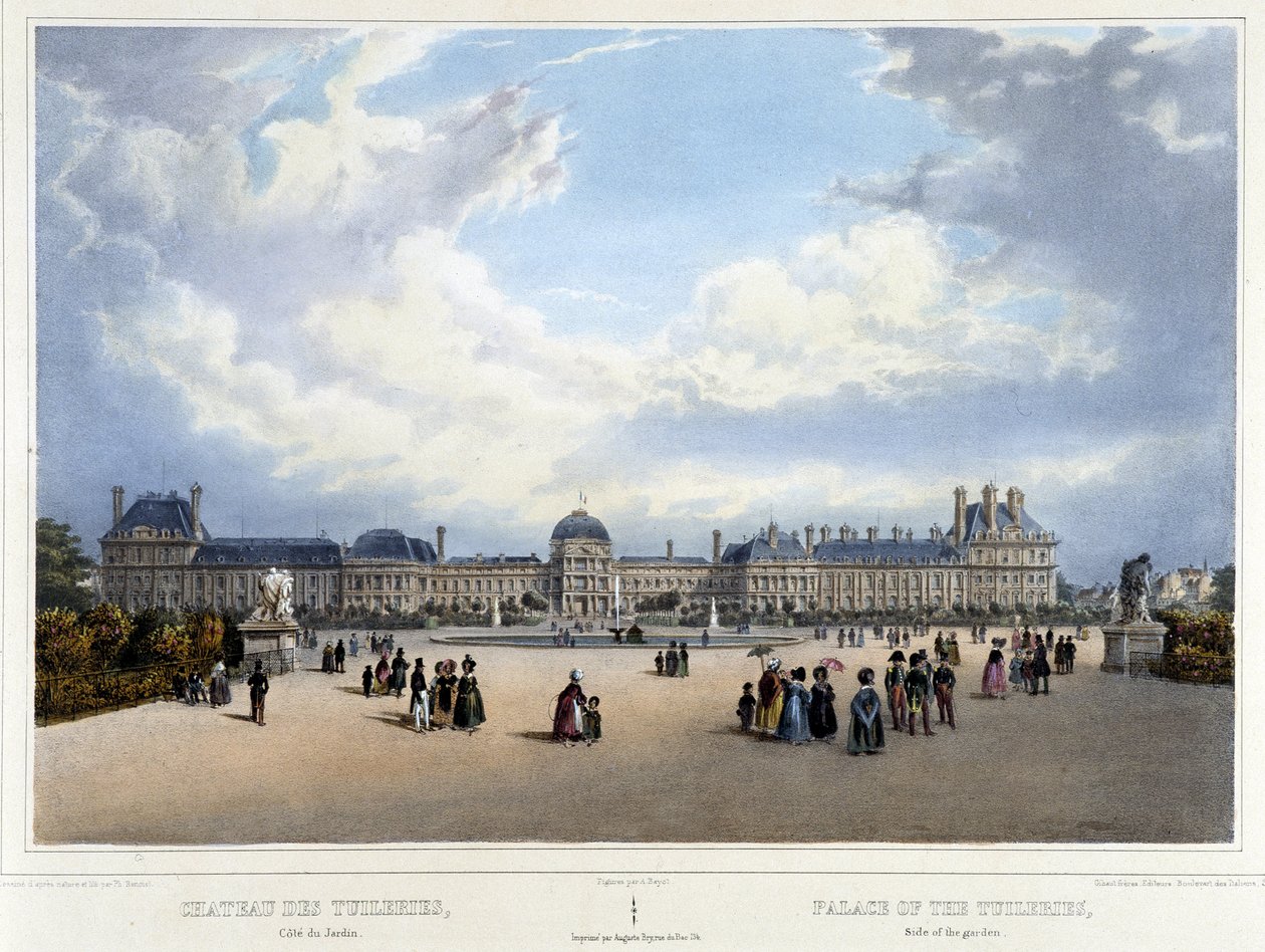 View of the Palace and the Garden of the Tuileries - in Promenade dans Paris et ses environs by Jacottet and Benoist, Paris, c.1840 by Louis Julien Jacottet