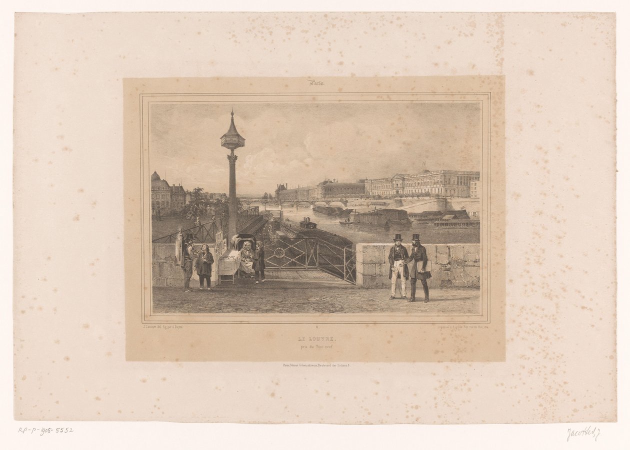 View of the Palais du Louvre from the Pont Neuf (Views in and around Paris) by Louis Julien Jacottet
