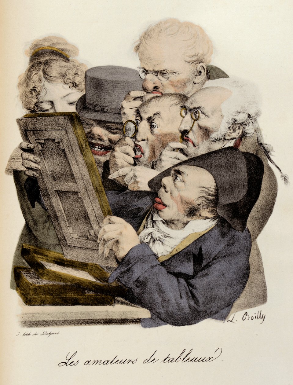 Lovers of Paintings Engraving by Louis-Leopold Boilly by Louis Leopold Boilly